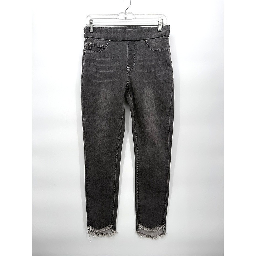 Tribal Jeans Audrey Mid-Rise Ankle Jegging Grey Raw Hem Casual Boho Denim 8